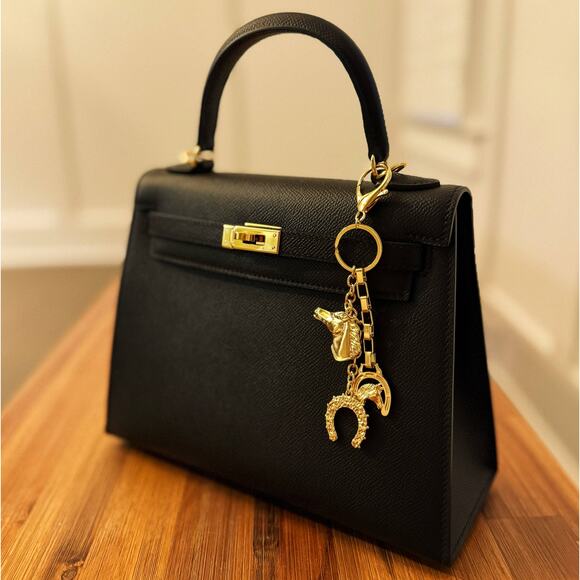 Equestrian Horse Horseshoe Keyring Purse Bag Charm - Picture 3 of 3